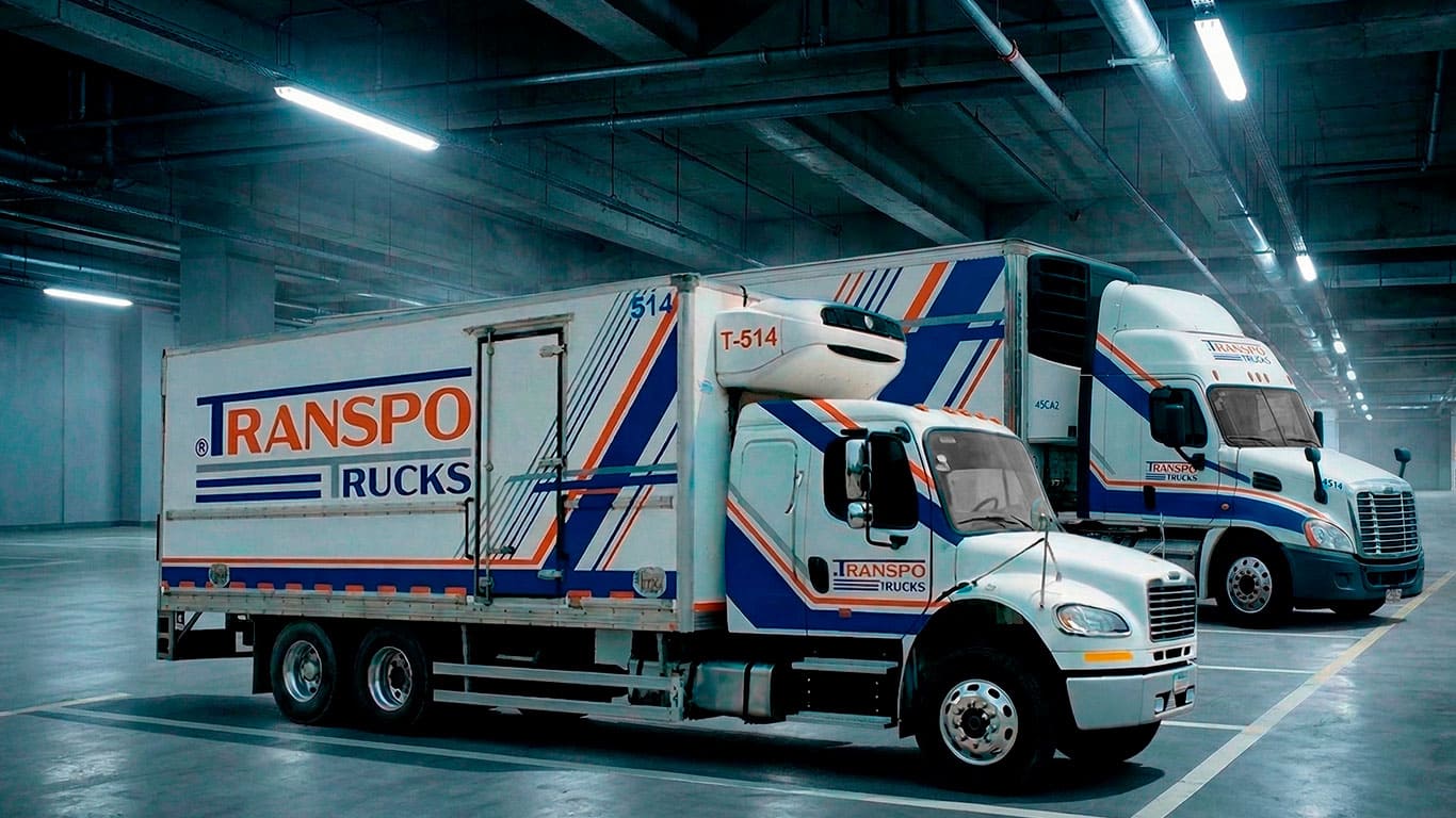 Unidades Transpo Trucks en estacionamiento